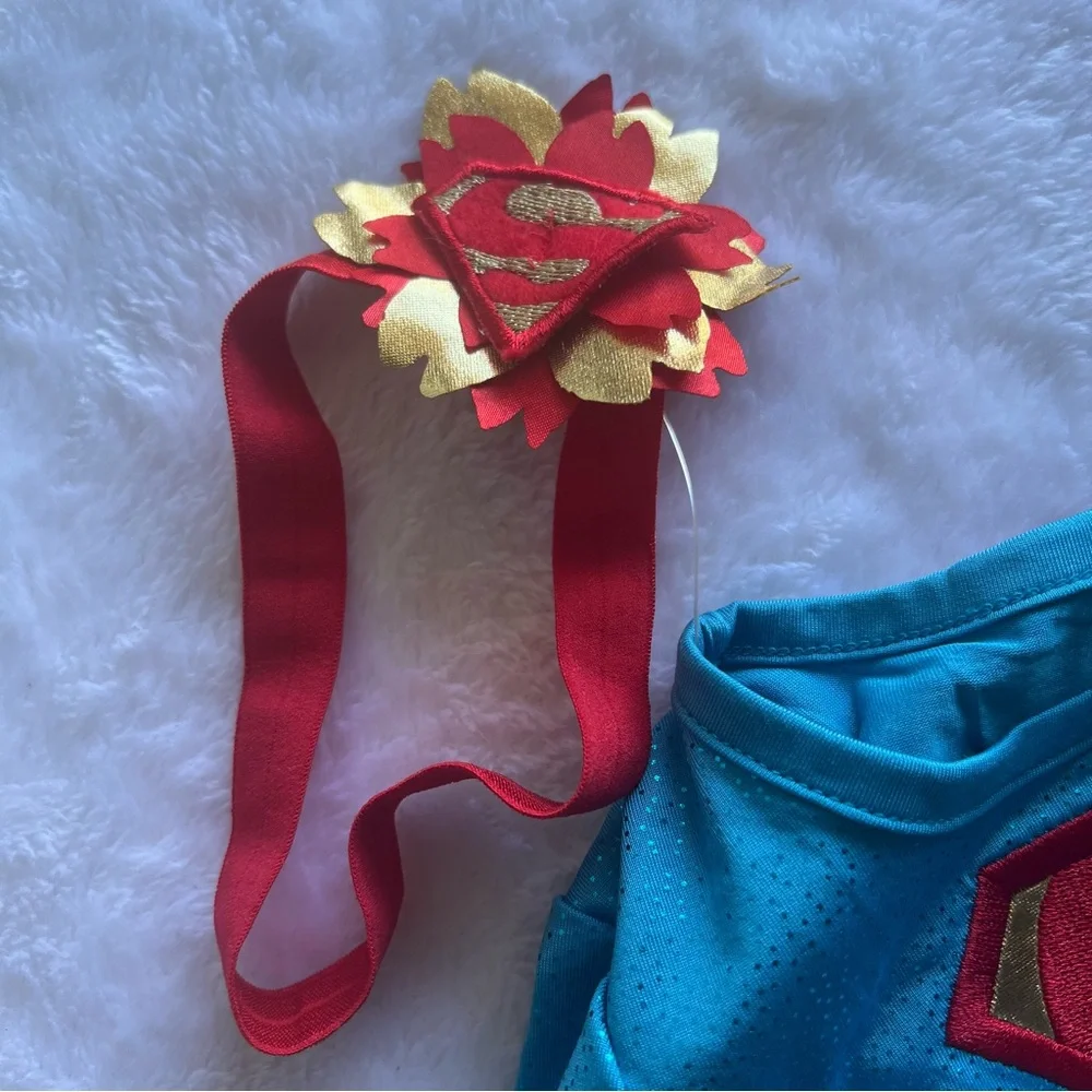 Superman Kids Costume dress NWT 12 months girls with headband and removable cape